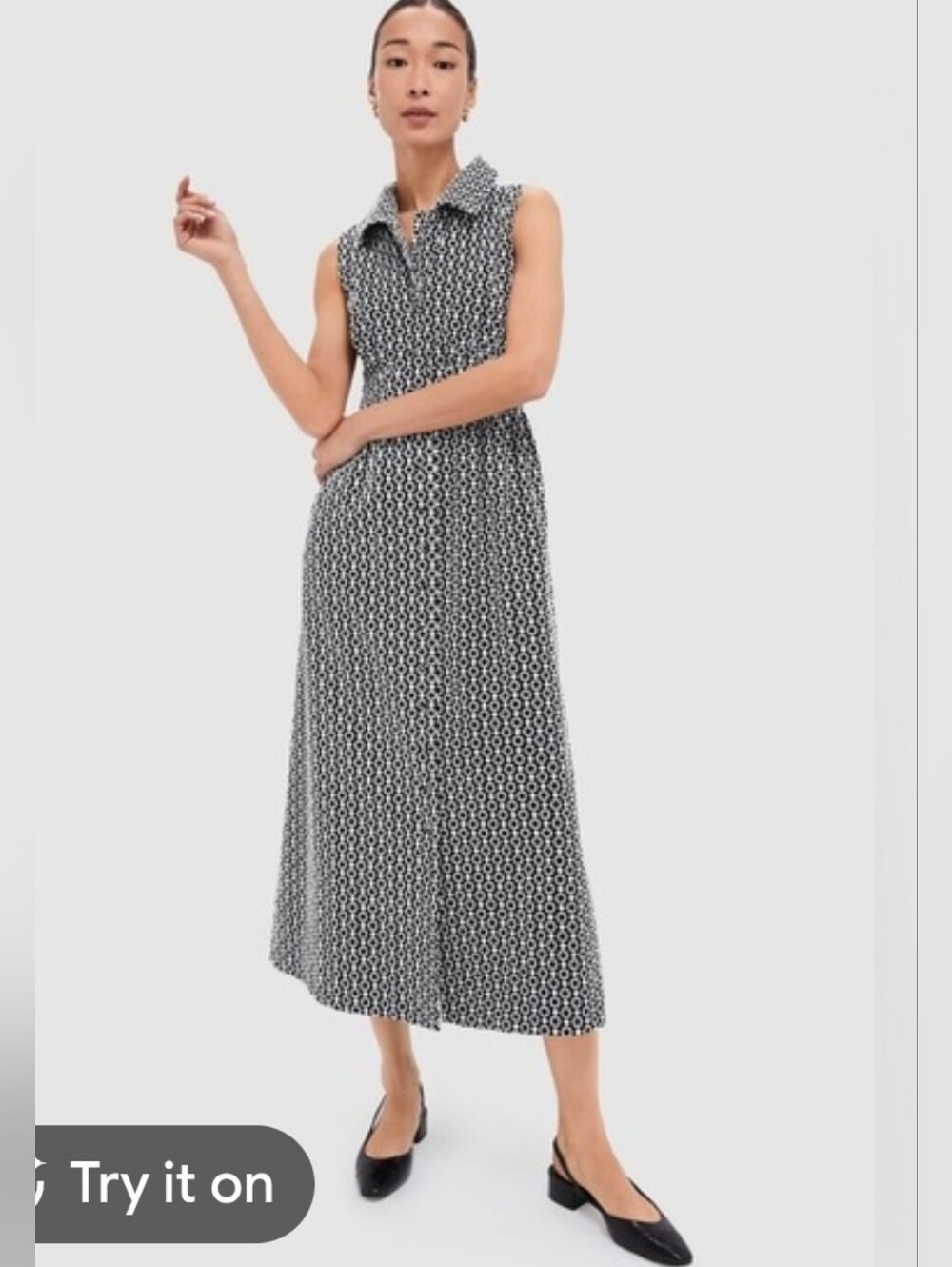 NWOT Pomander Place Black & White Halter Geometric Midi Dress Size XXS